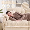 thumbnail image 6 of Harper & Bright Designs Chenille Loveseat Sofa with 2 Ottomans, Cloud Couch Chaise Lounge, 2 Seater Tufted Sectional Sofa with Deep Seat and 4 Pillows for Living Room, Beige, 6 of 12