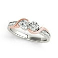 thumbnail image 1 of Bague en Or Rose Blanc 14k avec Deux Diamants Ronds Courbés 5/8 cttw Taille 7, 1 of 4