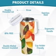 thumbnail image 2 of Yayeee 30oz Double-Wall Insulated Stainless Steel Tumbler with Handle Bottle, Green Retro Autumn Leaves, 2 of 8