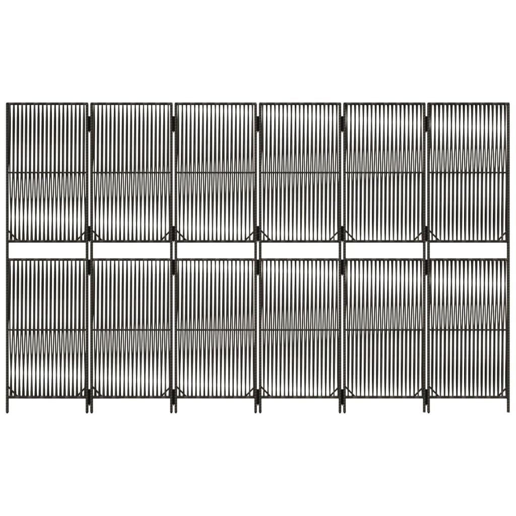 vidaXL Room Divider 6 Panels Gray Poly Rattan