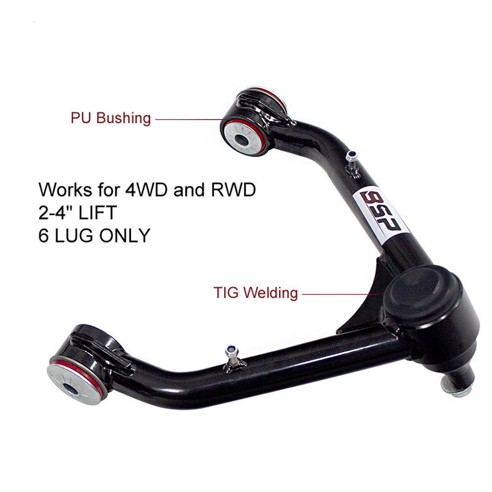 Front Upper Control Arms, 2-4" Lift Tubular Ball Joint Kit Compatible with 1999-2006 Silverado 1500 Sierra 4WD 4X4 RWD with 6-lug Wheels (Pair)