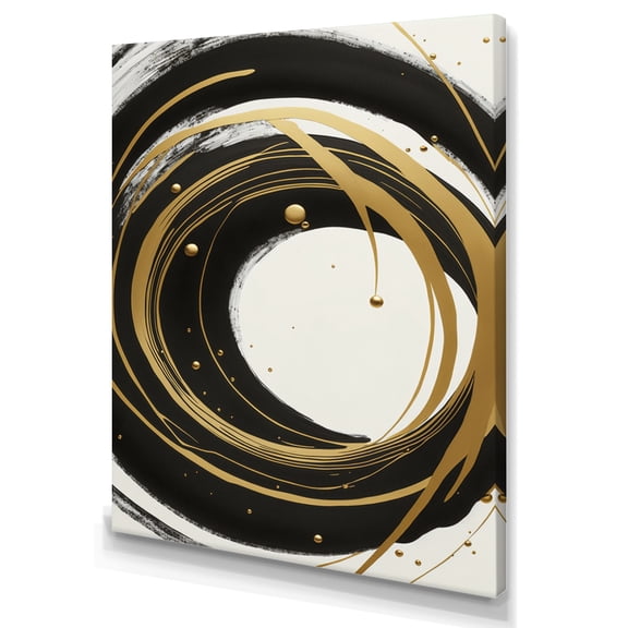 Designart Black, Silver And Gold Blending Swirls III Canvas Wall Art