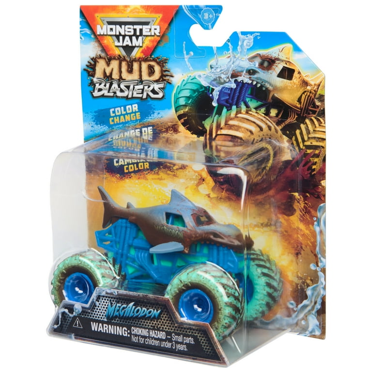 Monster Jam, Mud Blasters Color Change Truck, Megalodon, 1:64 Die