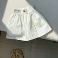 thumbnail image 3 of Maean Girls Cotton Linen Shorts High Waist Loose Trousers Shorts Causal Wide Leg Shorts with Pockets, 3 of 5