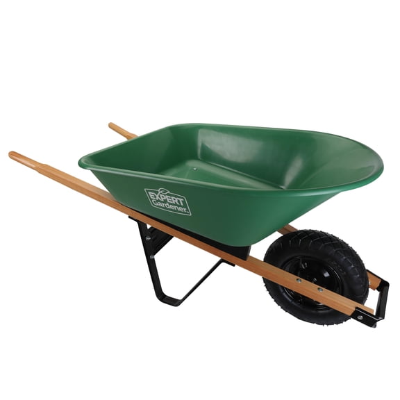 Expert Gardener 4 Cubic ft Poly Tray Wheelbarrow, 250 lb Load Rating