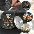 thumbnail image 4 of Yayeee Ashtray with Lid for Cigarette Smokeless Stainless Steel Home Ash Holder, Black Halloween Dancing Skeleton, 4 of 7