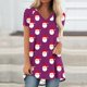 thumbnail image 1 of Puntoco Blusa de cuello en V con mangas raglán cortas y espalda larga con estampado navideño informal a la moda para mujer, 1 of 5