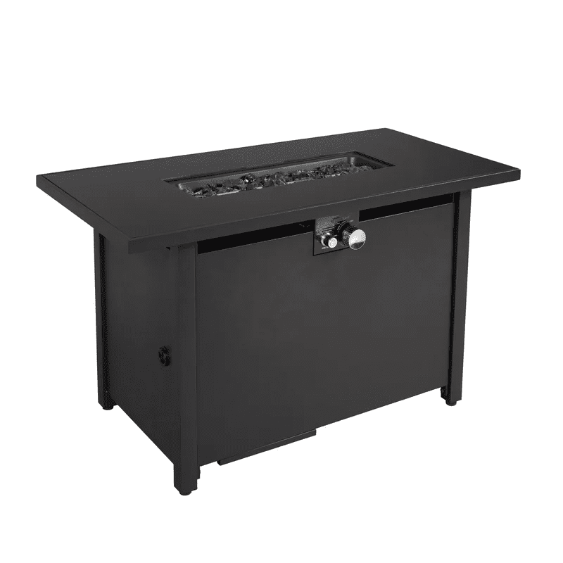 Tabletop Heater, 42" Smoked Glass Metal Rectangle Fire Pit (Black), Black Patio Heater,Stainless Steel Outdoor Heater For Deck, Garden & Outdoor Heating
