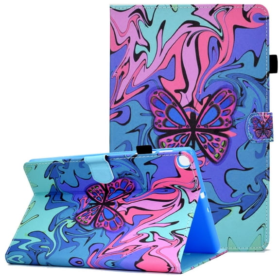 SM-T510/SM-T515/T517 Case and Cover for Kids Girls Boys, Galaxy Tab A 10.1" Case 2019, Allytech Mutli-Angle Viewing Stand Card Slots/Pen Holder Wallet Case for Samsung Tab A 2019(10.1"),Pink Butterfly