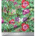 thumbnail image 1 of Soimoi Green Silk Fabric Leaves & Floral Artistic Print Fabric by Yard 42 Inch Wide, 1 of 1