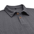 thumbnail image 6 of Mens Textured Jacquard Polo Shirt Super Stretch Short Sleeve Polo Shirts for Men Dark Gray, 6 of 6