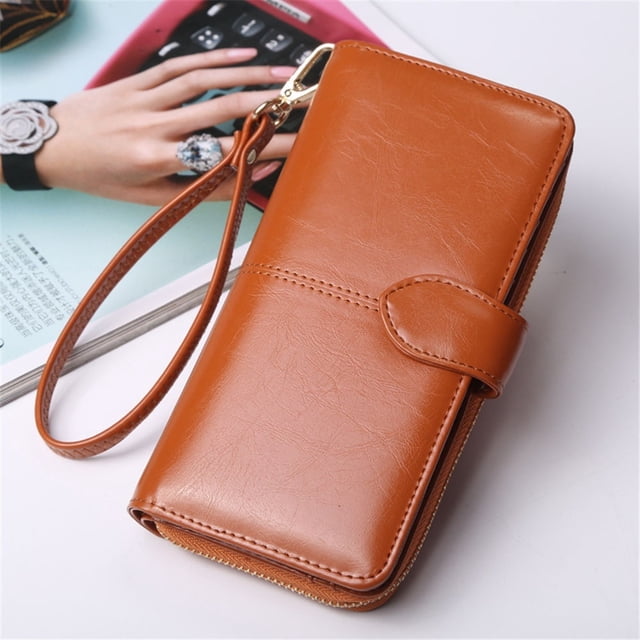 Women Leather Wallet Long Zip Purse Ladies Card Holder Case Clutch Phone Handbag
