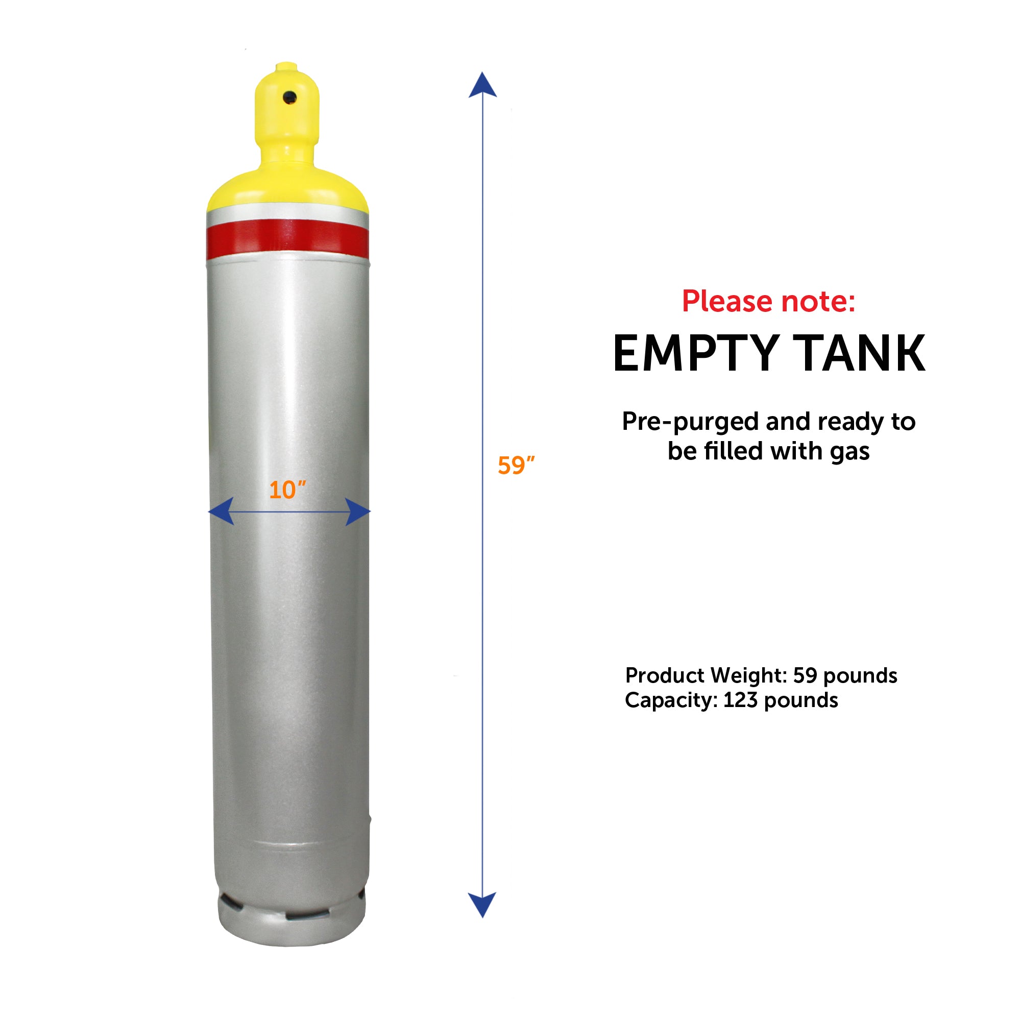 Flame King 123-Pound Refrigerant Recovery Cylinder Tank for A2l Refrigerants - Size 123lb