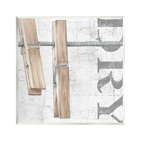 Stupell Industries Rustic Dry Clothespins Typography Painting Unframed Art Print Wall Art, 12 x 12