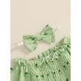 thumbnail image 4 of Okbabeha Newborn Baby Girl St Patricks Day Outfit Ruffled Irish Clover Long Sleeve Bubble Romper Smocked Bodysuit Jumpsuit Spring Holiday Clothes Headband, 4 of 8