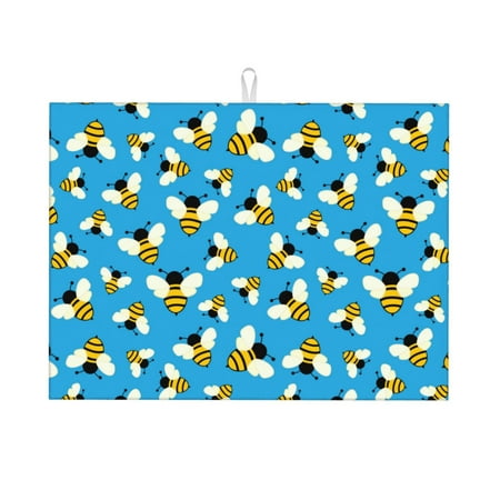 

Dish Drying Mat Flying Bees Highly Absorbent Microfiber Drying Mat Kitchen Counter or Sink Drawer Liner 16x18 Kitchen Drying Mat Coffee Mat Kitchen Essentials