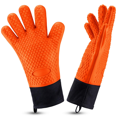 thumbnail image 1 of 1 par de guantes de cocina resistentes al calor, guantes de silicona para asar a la parrilla, largos, impermeables, para barbacoa, cocina, horno con capa interior de algodón para barbacoa,, 1 of 8
