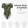 thumbnail image 6 of Uemuo Red Leaves Pattern Women's One Piece Short Sleeve Swimsuit Rash Guard Surfing Modest Quick-drying Swimsuit Beach Essentials-Medium, 6 of 9