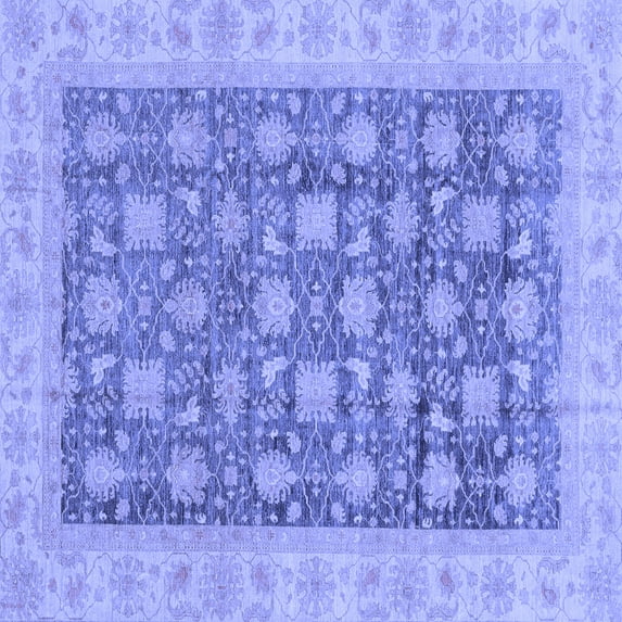 Ahgly Company Indoor Square Oriental Blue Modern Area Rugs, 7' Square