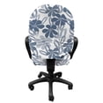 thumbnail image 3 of Floral Office Chair Slipcover, Abstract Hand Drawn Spring Season Blooms in Pastel Colors with Leaves, Protective Stretch Decorative Fabric Cover, Standard Size, Pale Grey Slate Blue, by Ambesonne, 3 of 5