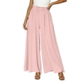 thumbnail image 5 of Dresfit Linen Pants for Women Wide Leg Palazzo Pants Summer 2026 Baggy Flowy Pant Lightweight Loose Elastic High Waist Beach Trousers with Pockets XL, 5 of 7