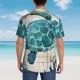 thumbnail image 4 of Fotbe Watercolor Sea Turtle Camisa Hawaiana para Hombre Unisex – Camisa Casual de Verano con Botones de Manga Corta de Algodón y Lino,XX-Large, 4 of 7