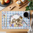 thumbnail image 2 of Easter Bunny Placemats Set of 8, Spring Easter Eggs Chick Floral Blue Check Placemats for Dining Table, Place Mats for Kitchen Tabletop, Waterproof Wipeable Dining Table Mats Set, 2 of 9