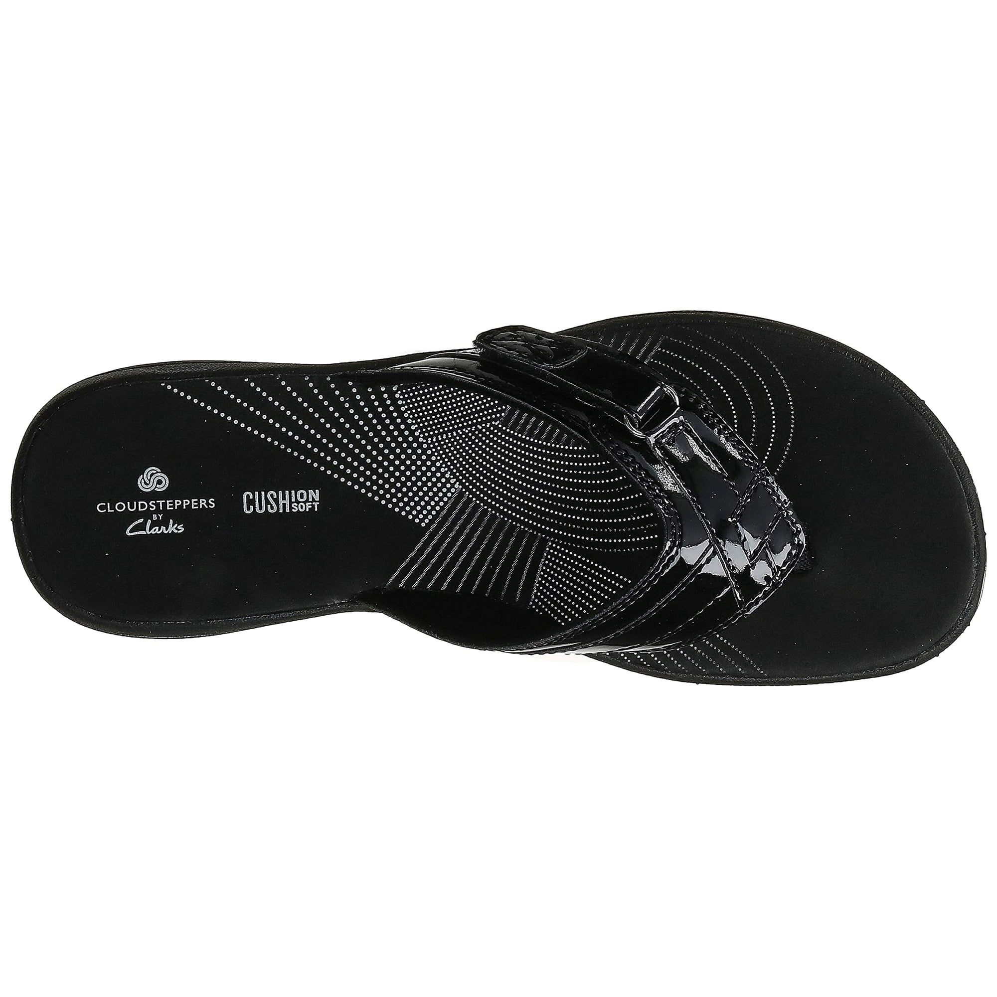 Clarks Women s Breeze Sea Flip Flop black synthetic patent 10 B M US Walmart