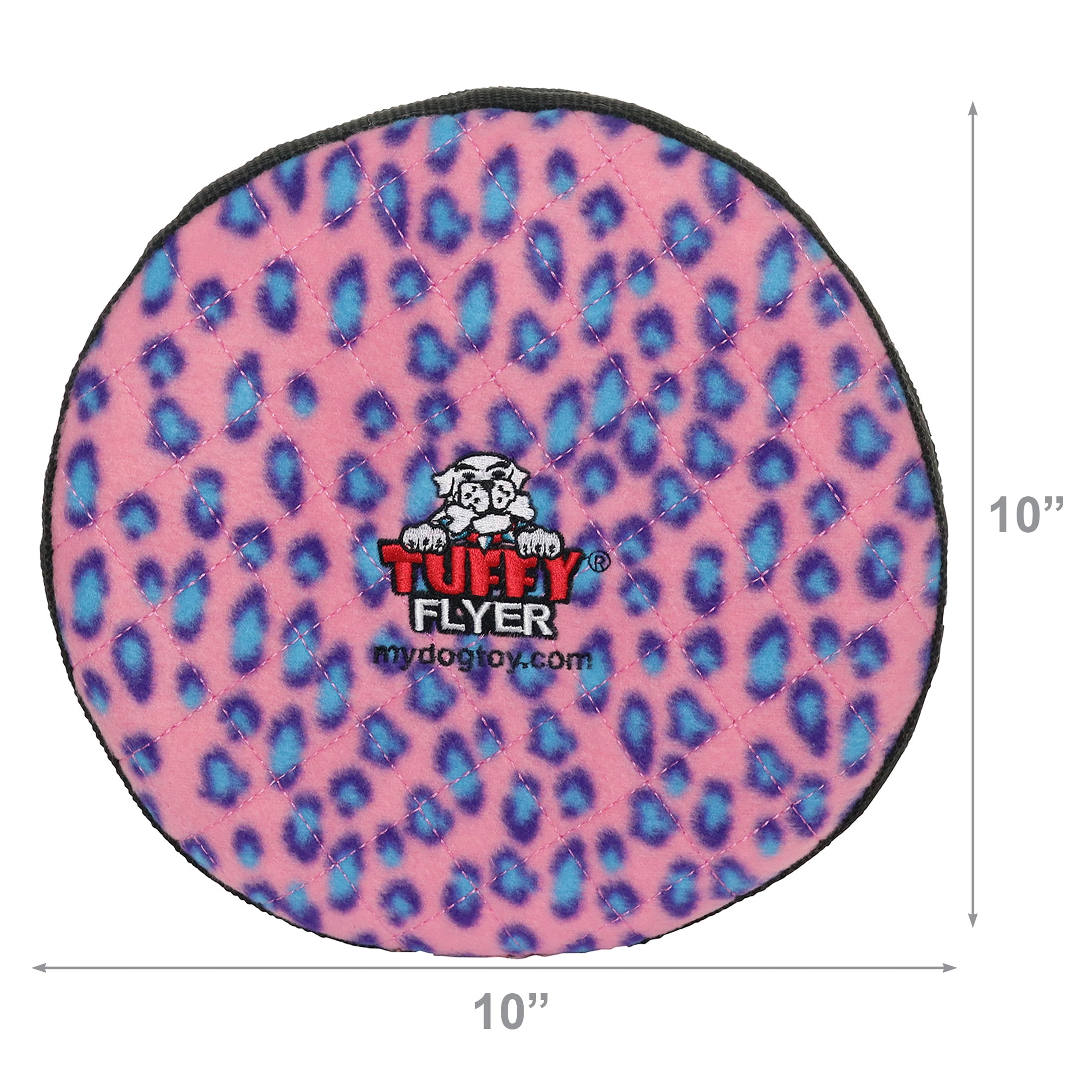 Tuffy Ultimate Flyer Pink Leopard Durable Plush Squeaky Dog Toy