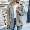 thumbnail image 4 of TAGOLD Women Jacket Solid Jacket Button Pocket Turndown Neck Slim Fit Warm Medium and Long Jacket Womens Fall Fashion Cardigan, Gray, XL, 4 of 6