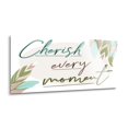thumbnail image 2 of Cherish Every Moment Green Mauve Leaves 36 x 18 Glass Wall Hanging Sign, 2 of 4