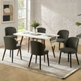 thumbnail image 2 of Upholstered Dining Chairs Set of 6 Armless Side Chairs Solid Wood Legs Restaurant Kitchen Charcoal, 2 of 7