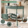 thumbnail image 3 of HAIXIAO Wood Half Moon Console Table With Drawer And Shelf, Vintage Curved Entryway Table For Hallway And Living Room,Antique Green, 3 of 6