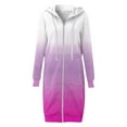 thumbnail image 5 of Dazajoo Zip Up Hoodie Women Long Sleeve Knee Length Jackets Fall Winter Fleece Lined Sweatshirts with Pockets,Hot Pink,XXL, 5 of 6