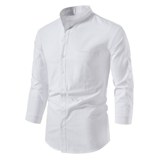 Legacy Attire Men Stand Collar Regular Fit Casual Shirt (White) (L) :  : Clothing & Accessories