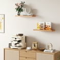 thumbnail image 2 of 23.5 in Solid Wood Floating Shelves Wall Mounted Shelves, Honey Brown Color, Set of 2, 2 of 6