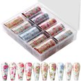 thumbnail image 1 of 10 rollos de pegatinas de uñas con estampado de flores, pegatinas de transferencia de papel de aluminio para decoración de uñas, pegatinas de envoltura completa para decoración de uñas, decoración de, 1 of 11