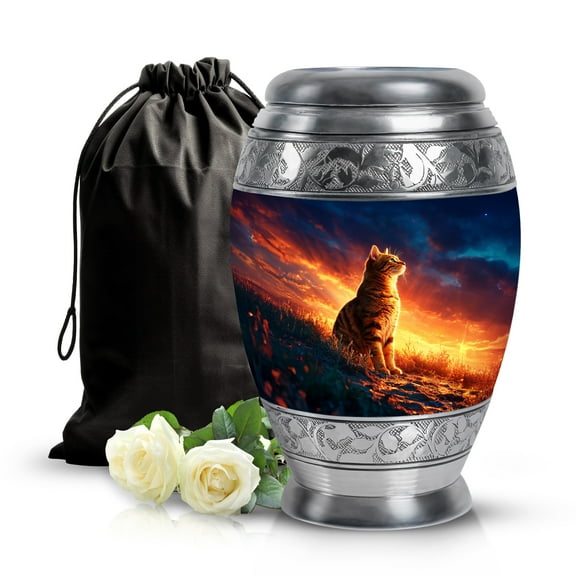 SABURIAL Cat Decorative Urn for Human Remains - Burial Urns for Human Ashes Adult Female - Large Cremation Urns - 10 Inch - Funeral Urn for Ashes for Women & Men Ash