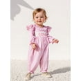 thumbnail image 6 of BemeyourBBs Girl Plaid Romper Long Sleeve Doll Collar Letter Embroidery Jumpsuit, 6 of 9