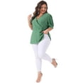 thumbnail image 3 of DARING DIVA Women's Plus Polka Dots V Neck Short Sleeve Wrap Peplum Top 2X Green, 3 of 6