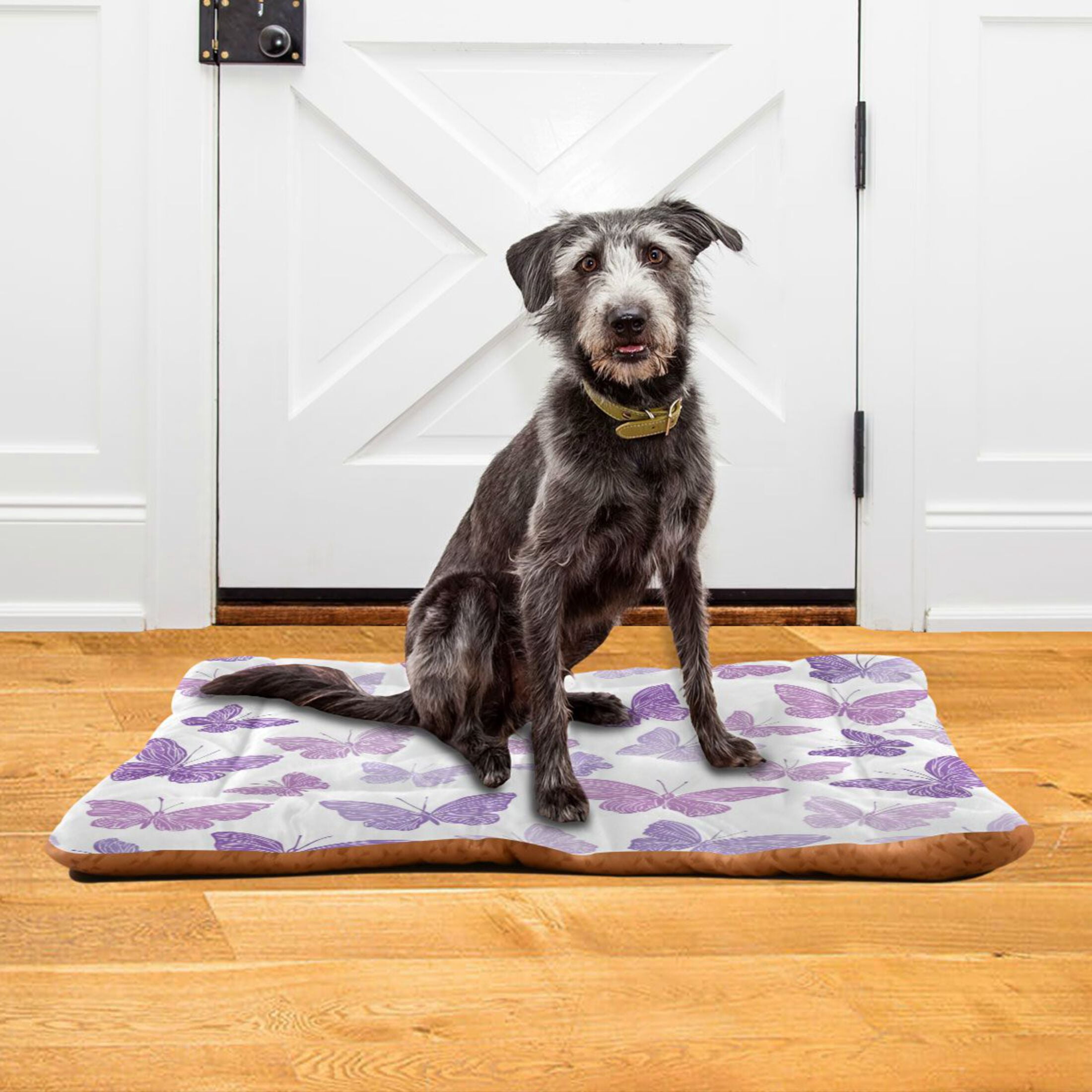 Qxltty Purple Butterfly Ped Pad Wear-resistant and Hard to Bite Through Sleeping Pad for Small Medium Large Dogs Winter Pet Bed 36×24in