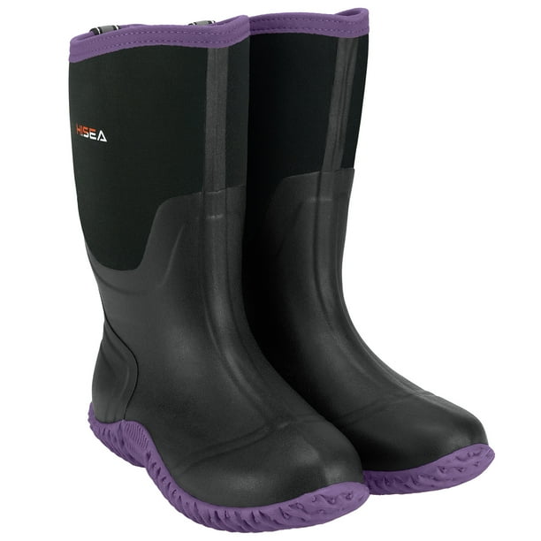 HISEA Women's Rain Boots Waterproof Insulated Muck Mud Boots Rubber