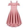 thumbnail image 4 of Girls Summer Dress Off Shoulder Flutter Sleeve Midi Swing Cassual Formal Dresses with Pocket, 4 of 6