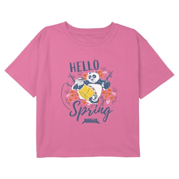 Girl's Kung Fu Panda Hello Spring Moves Graphic Cropped T-Shirt