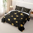 thumbnail image 3 of Manfei Lovely Stars Bed Spread Queen,Galaxy Theme Queen Coverlet Set,Black Gold,Black Reversible,3-Piece,1 Quilt and 2 Pillowcases, 3 of 7