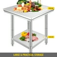 thumbnail image 4 of VEVOR Stainless Steel Work Table 24 x 24 x 32 Inch Commercial Kitchen Prep & Work Table Heavy Duty Prep Worktable Metal Work Table with Adjustable Feet for Restaurant, Home and Hotel, 4 of 9