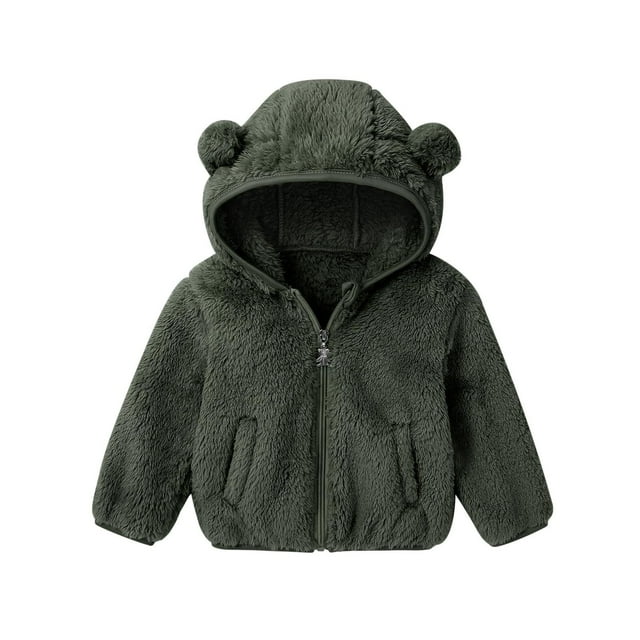 Lmnyox Chandails à Capuche Zippés pour Tout-Petits et Bébés, Veste à Capuche en Molleton Duveteux avec Oreilles et Poche, Garçons Filles, Mignonne Veste Manteau