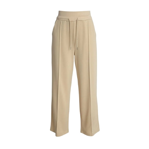 lnmuld Girls' Solid Polyester Wide Leg Sweatpants with Drawstring Elastic Waist Beige,11-12 Years