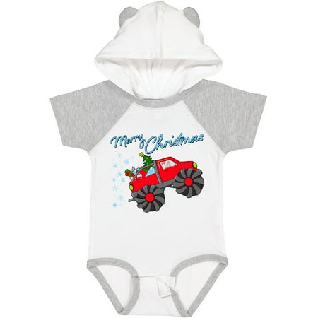 

Inktastic Merry Christmas- Santa Drives a Monster Truck Boys or Girls Baby Bodysuit