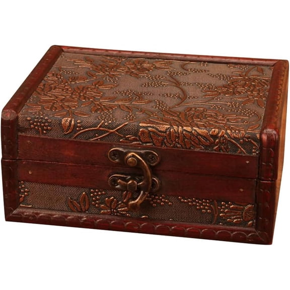 ABCISI Wooden Treasure Box- Treasure Chest for Trinkets,Taro Cards,Presents and Home Decoration,Vintage Wooden Keepsake Case Trinket Box Jewelry Storage,Color#2